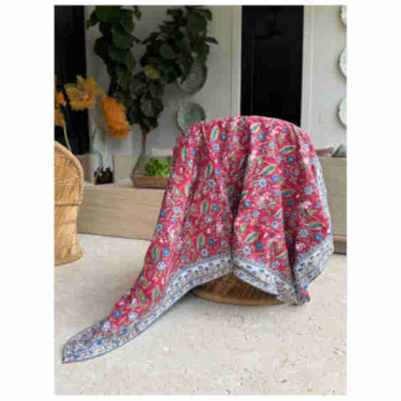 Flower Block Printed Beach Towel