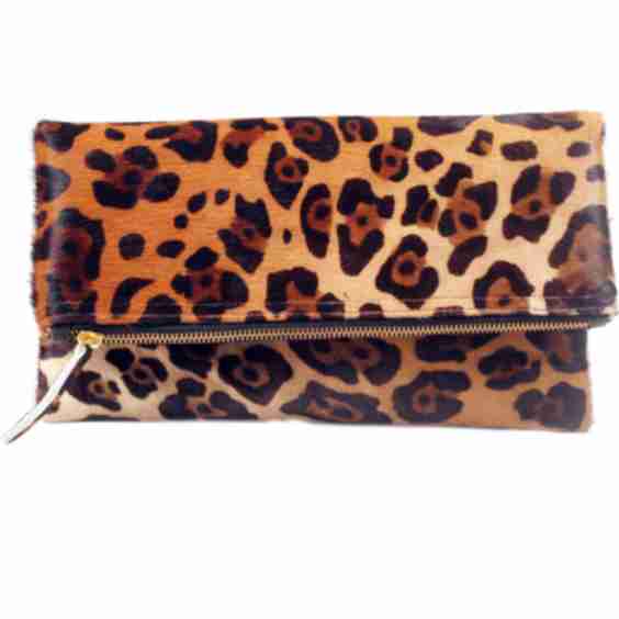 Leopard Leather Clutch