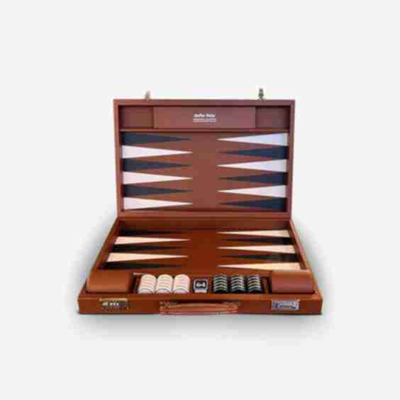 Espresso Leather Challenge Backgammon Board