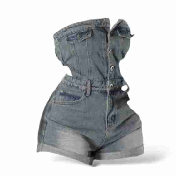 Denim Tube Top Romper