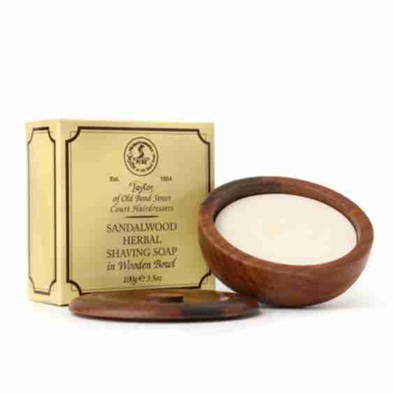 Sandalwood Shave Soap In Wooden Bowl