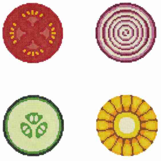 Assorted Veggies Coasters Set Canvas