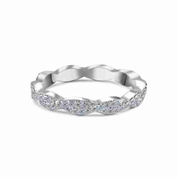 U-Shaped Prong Round Moissanite Eternity Wedding Band