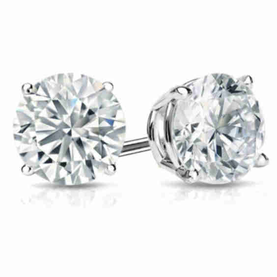 1/2 Carat Round Lab Grown Diamond Stud Earrings in 14K Gold