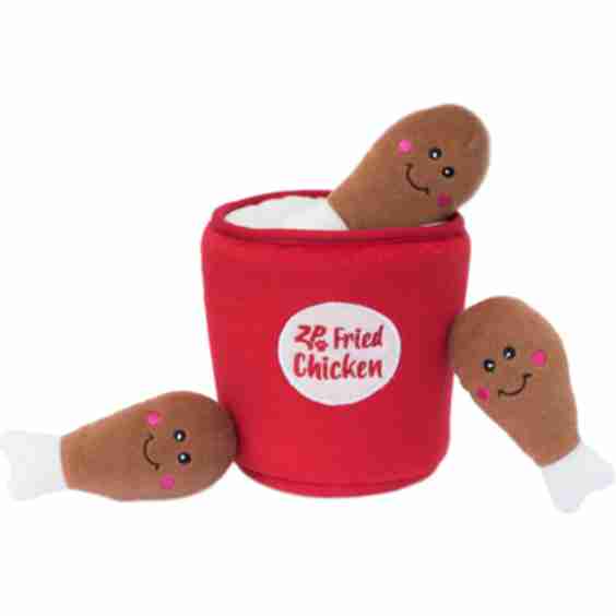 Burrow Hide Seek Plush Dog Toy, Bucket of Chicken