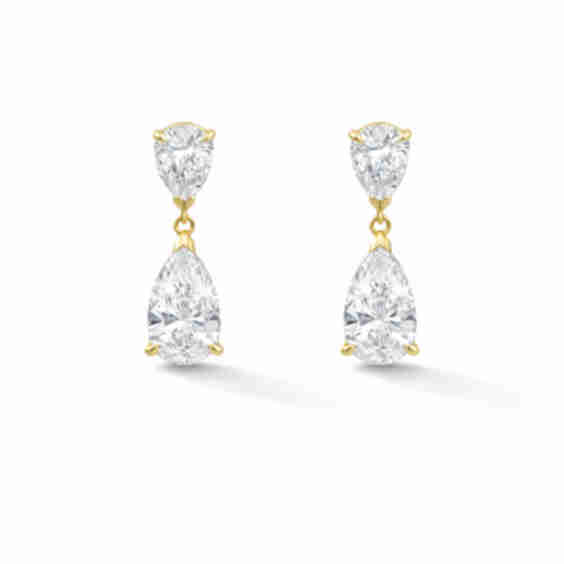 14K Double Pear Lab Diamond Drop Earring 