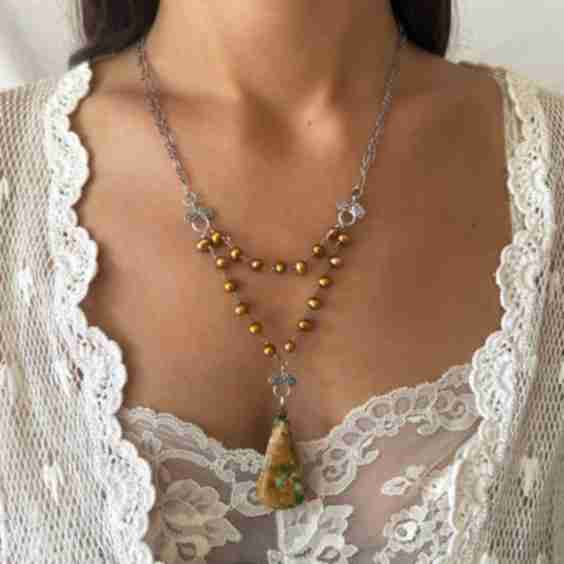 One of a Kind Vintage Arizona Turquoise, Sterling Silver and Pearl Necklace