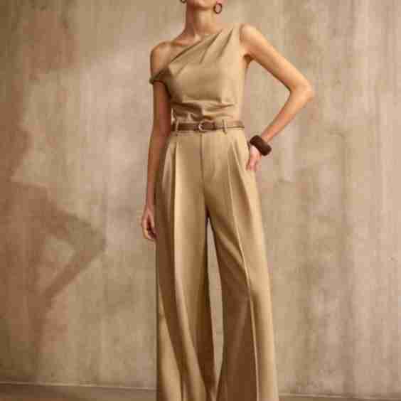 MOTF Premium Asymmetrical Shoulder Jumpsuit with Belt