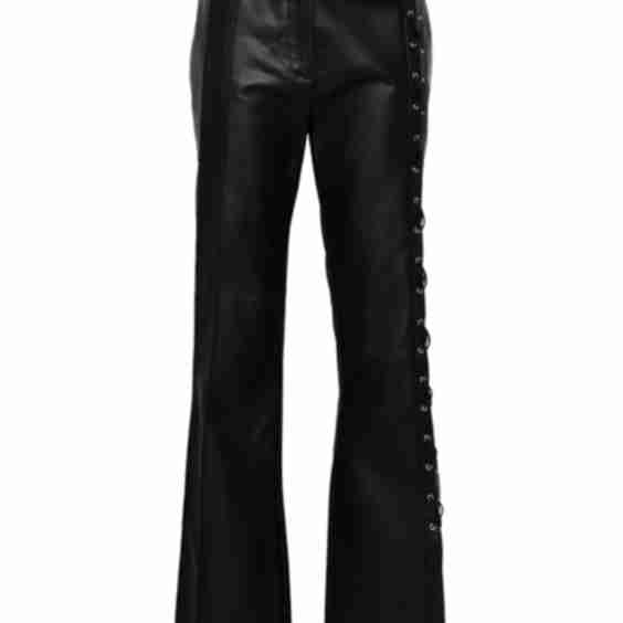 Leather Trousers with Side Lace-Up Fastening Detail