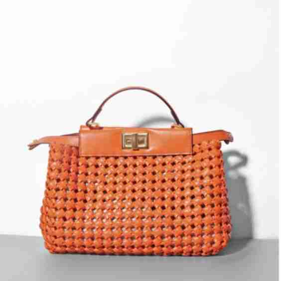 Leather Woven Satchel Handbag