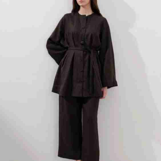 Linen Collet Tunic Top