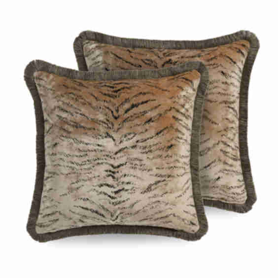 Tiger Velvet Cushion Natural