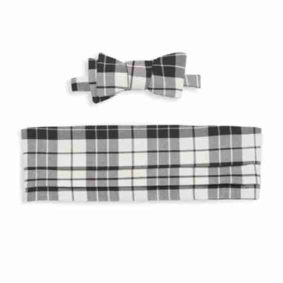 Plaid Wool Bow Tie & Cummerbund Set