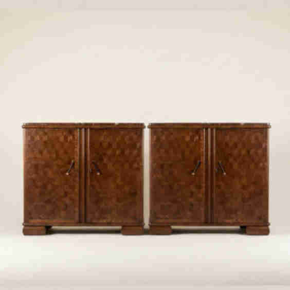 Pair of Art Deco Belgian Parquetry Cabinets