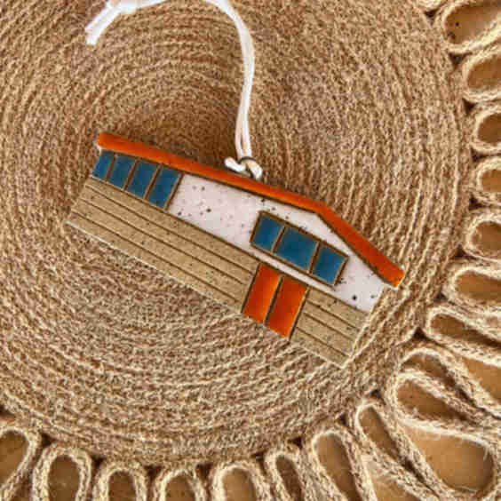 Mid Century House Ceramic Ornament