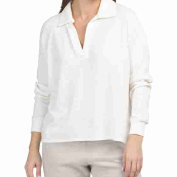 Johnny Collar Raglan Long Sleeve Pullover Top