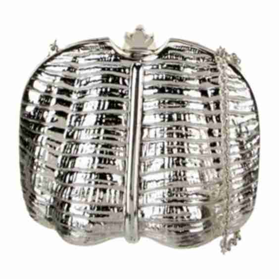 Metal Tweed Pattern Snap Closure Clutch Bag