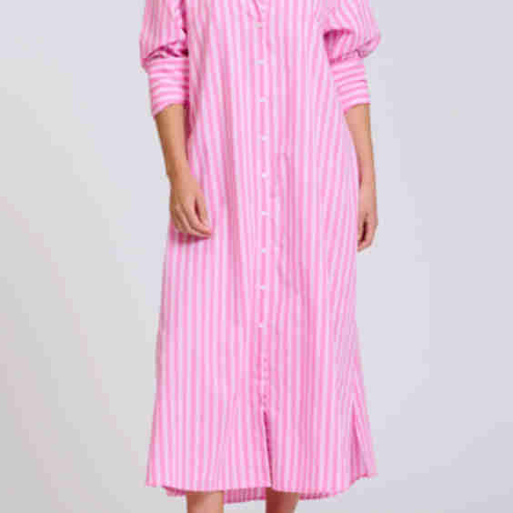 Stripe Oversize Long Sleeve Cotton Poplin Shirtdress