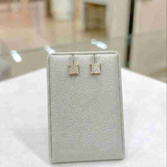 Square Stud Earring with 0.35CT Diamond 14K YG