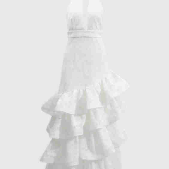 Yaric Halter Backless Cake Maxi Dress