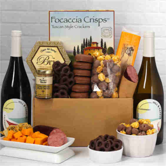 Sweet & Savory Gourmet Gift Box with Wine