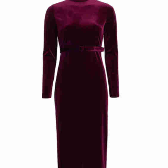 Romy Velvet Belted Midi-Dress