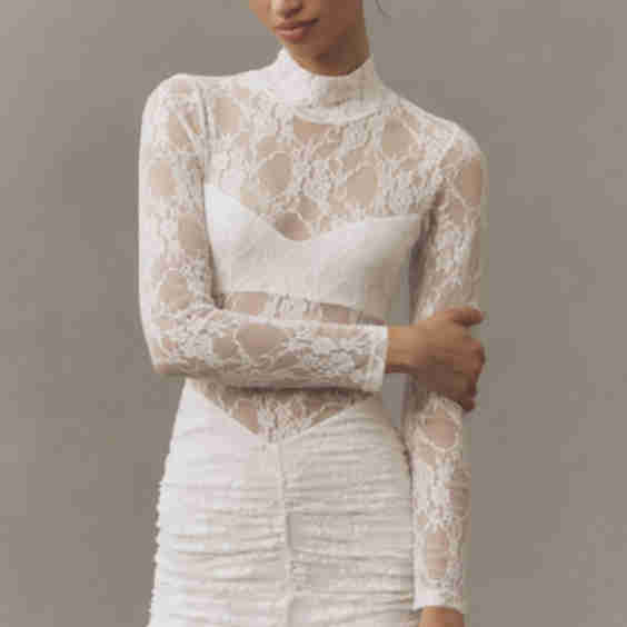 Sheer Stretch Lace Mini Dress