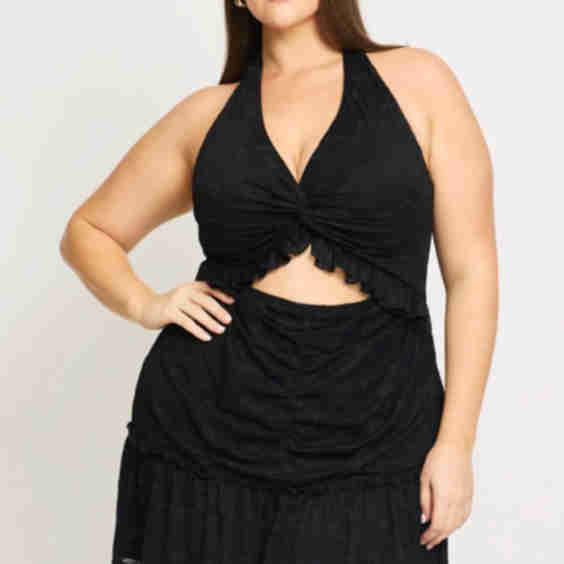 Mini Lace Dress Halter Neck Cut Out