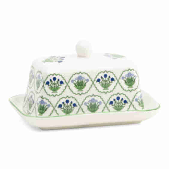 Porcelain Floral Block Butter Dish