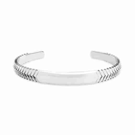 Herringbone Torque Sterling Silver Cuff Bracelet