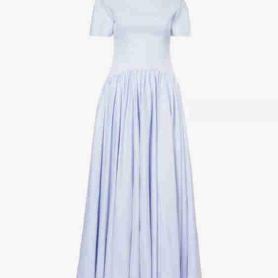 Draped Scarf Drop Waist Cotton Maxi Dress