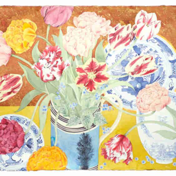 Tulips and Blue China Print