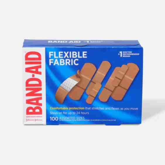 Flexible Fabric Adhesive Bandages Assorted Sizes, 100 ct.