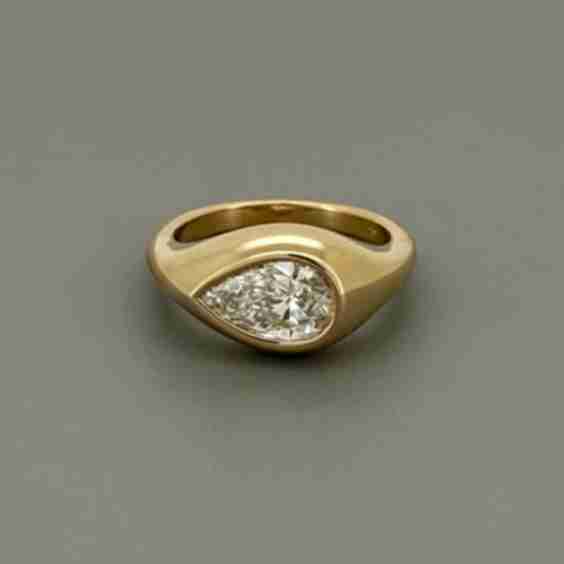 Igi Certified 1 Ct Pear Bezel E W Lab Grown Diamond Ring