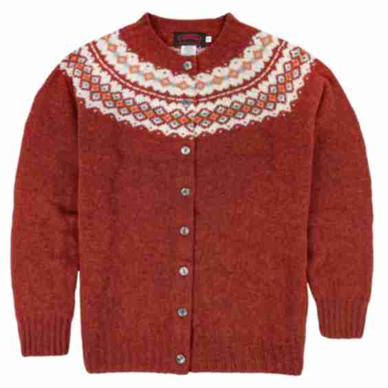 Scottish Shetland Wool Fair Isle Yoke Cardigan Sweater