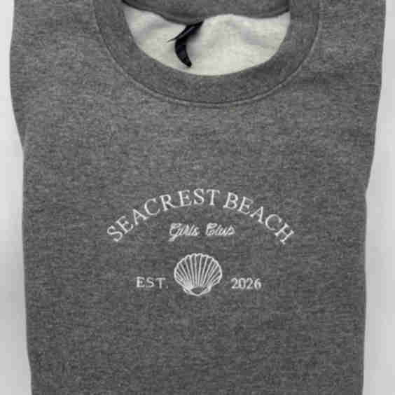 Seashells and Wedding Bells Themed Embroidered Crewneck