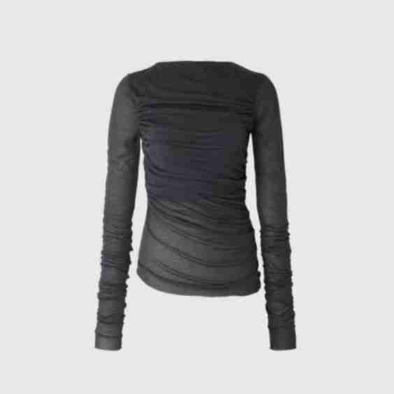Gaia Long-Sleeved Draped Cotton T-Shirt 