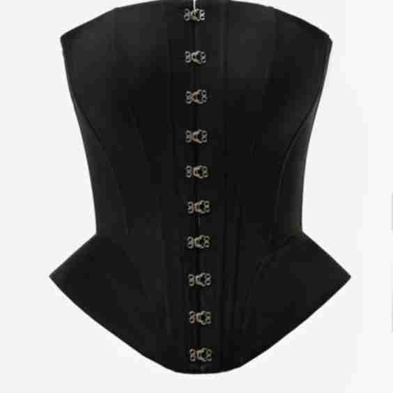 Black Satin Corset With Peplum
