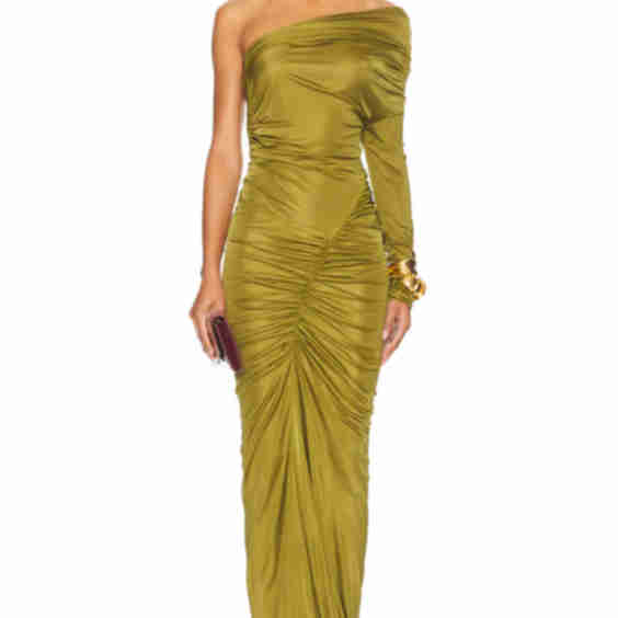 One Sleeve Ruched Gown