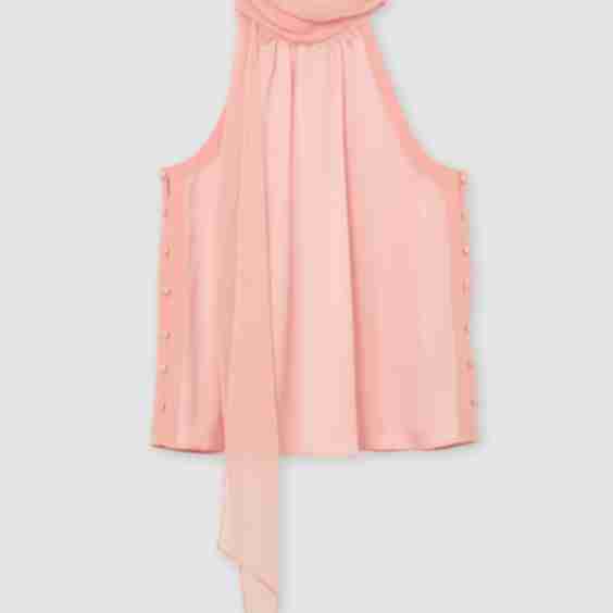 Satin Sleeveless Scarf-Neck Top