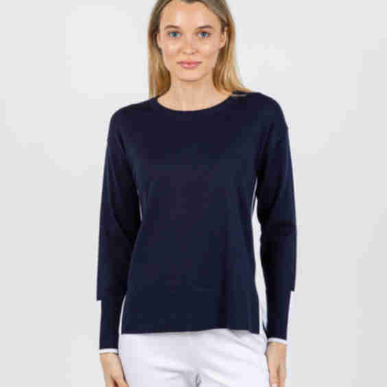 Claudia Color Block Crew Sweater 