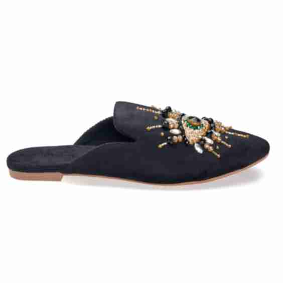 The Good Eye Vegan Handmade Crystal Embroidery Mules