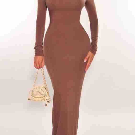 Long Sleeve Boatneck Maxi Dress