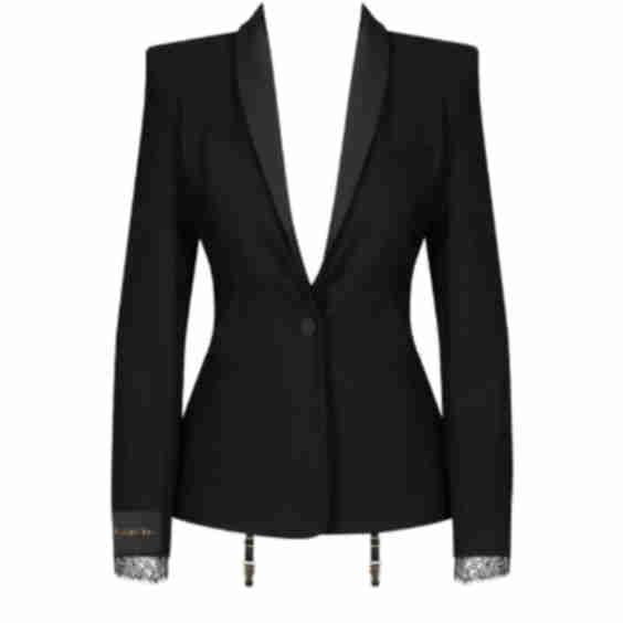 Satin-Trim Tailored Blazer