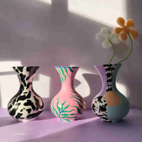 Hand Painted Cow Print Vase