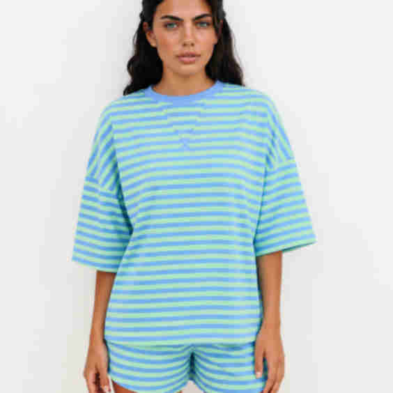 Stay Awhile Set Stripe Striped Ribbed Cotton Two-Piece Pant Set