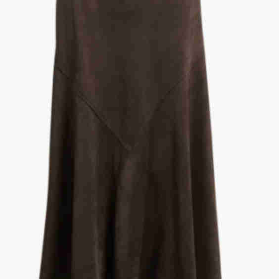 Asymmetrical Hem Faux Suede Midi Skirt