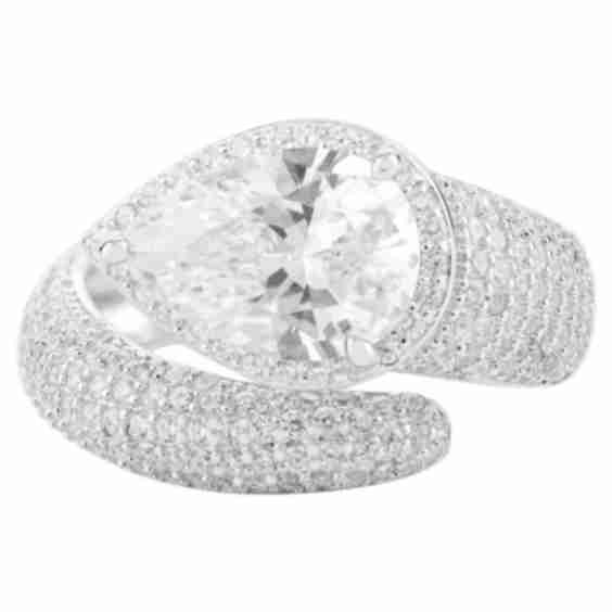 Elegant Pear-Cut Zircon Bypass Ring