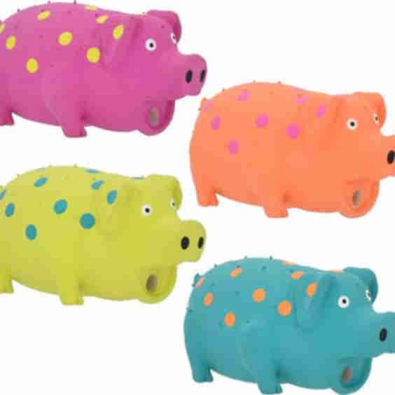 Latex Polka Dot Globlet Squeaky Pig Dog Toy