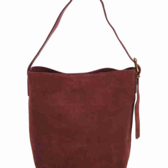 Suede Large Bucket Bag With Adjustable Shoulder Strap